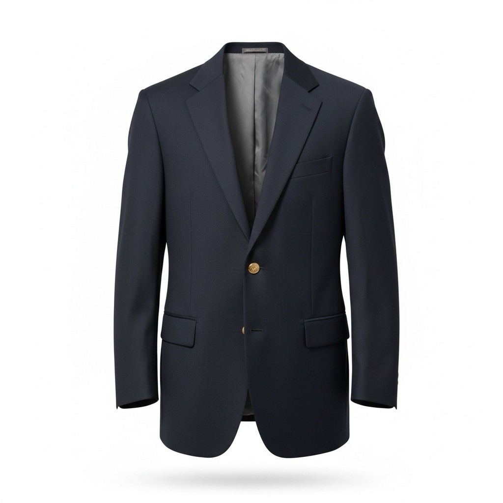 Oscar De La Renta Men's Wool Sport Coat Blazer Two Bronze Button Navy Size 44l
